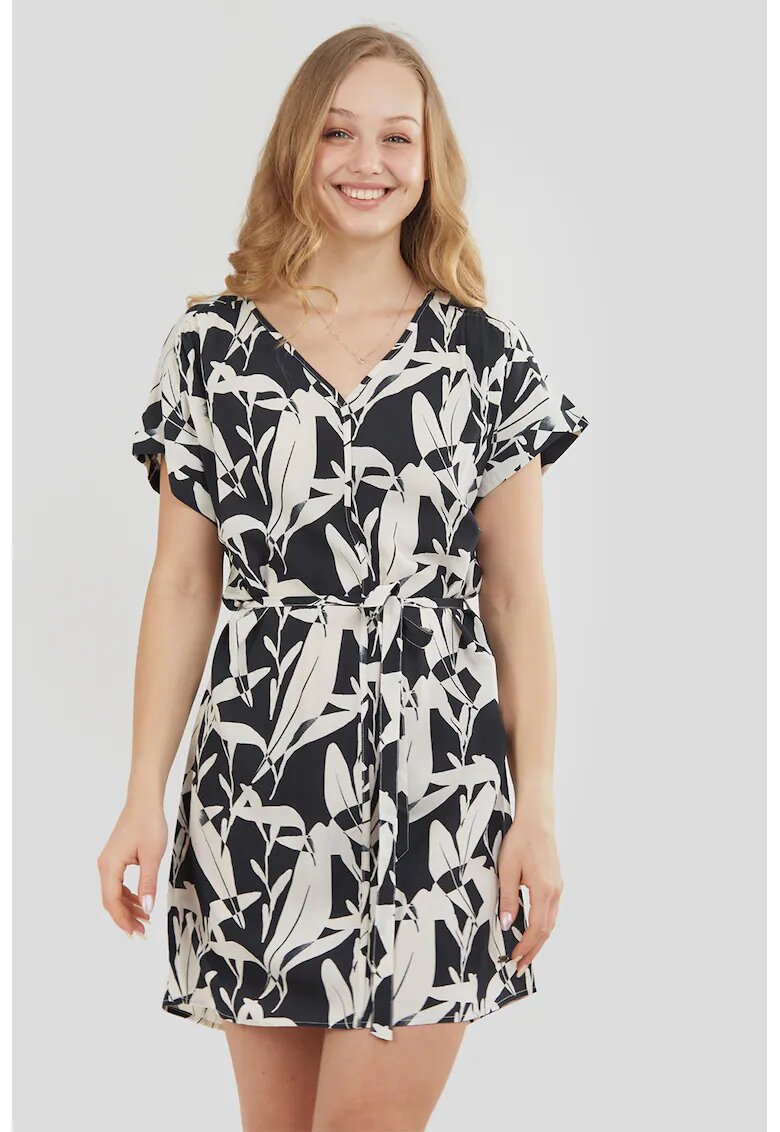 Fundango Rochie lejera cu model Palmetta - Alb/Negru stins