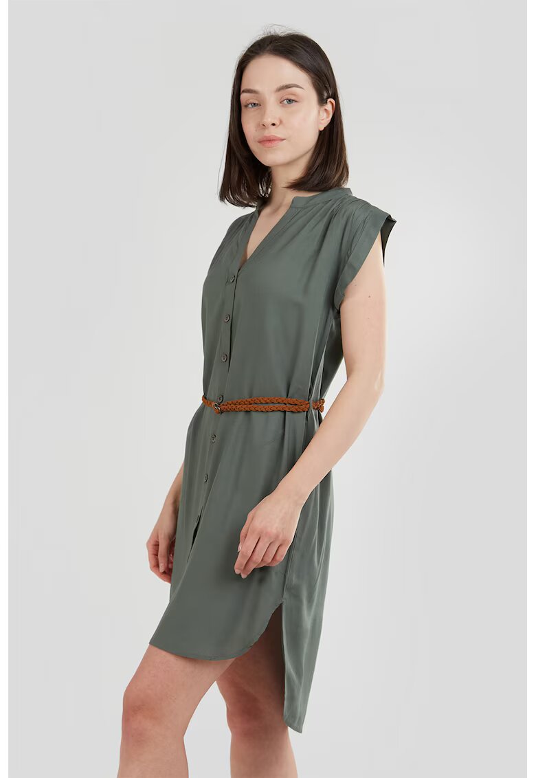 Fundango Rochie-tunica cu o curea in talie Mona - Maro scortisoara/Verde feriga