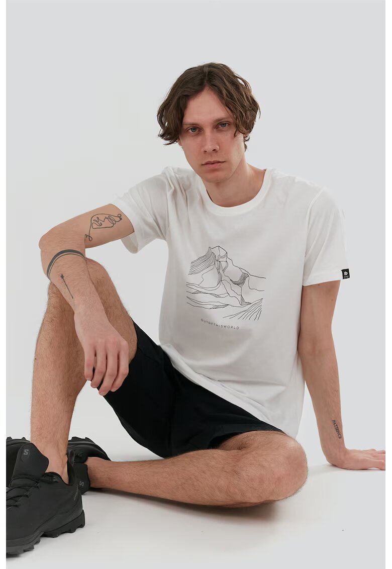 Fundango Tricou cu imprimeu si decolteu la baza gatului - Alb murdar