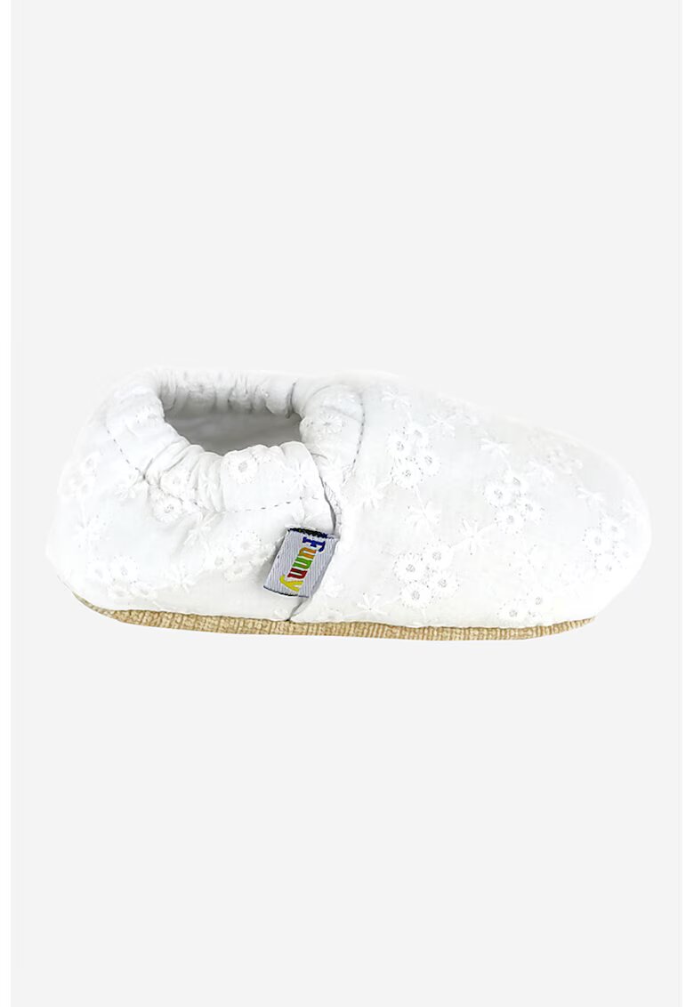 Funny Baby Pantofi slip-on din panza cu model - Alb