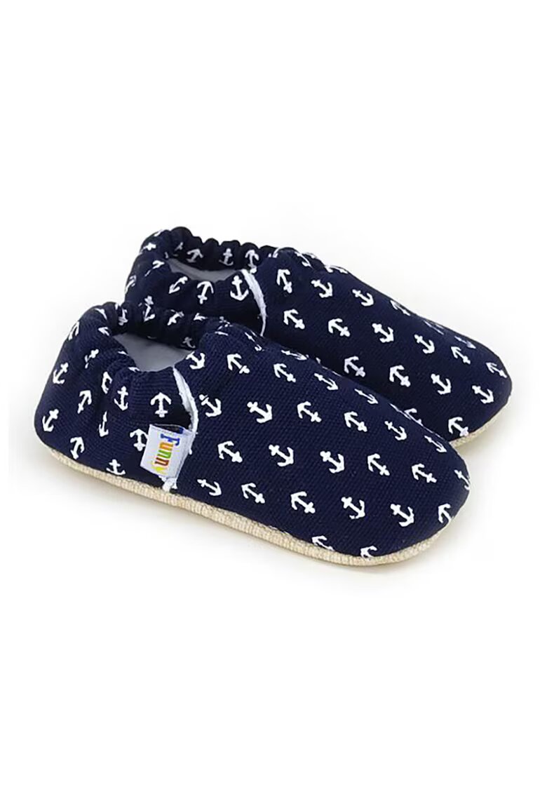 Funny Baby Pantofi slip-on din panza cu model - Alb/Albastru ultramarin