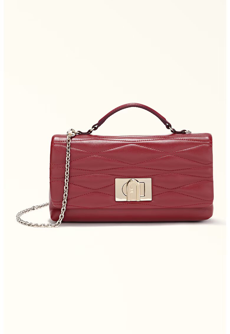 Furla Geanta crossbody de piele cu bareta lant - Rosu