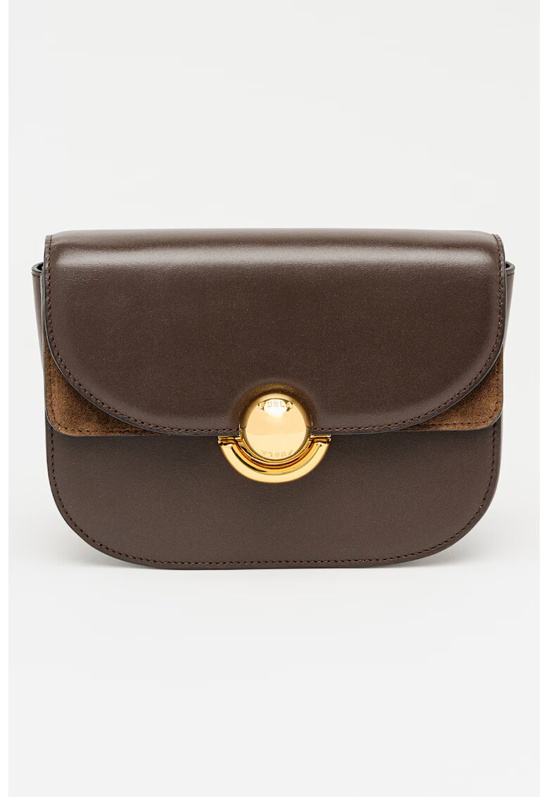 Furla Geanta crossbody de piele cu clapa Sfera - Maro inchis