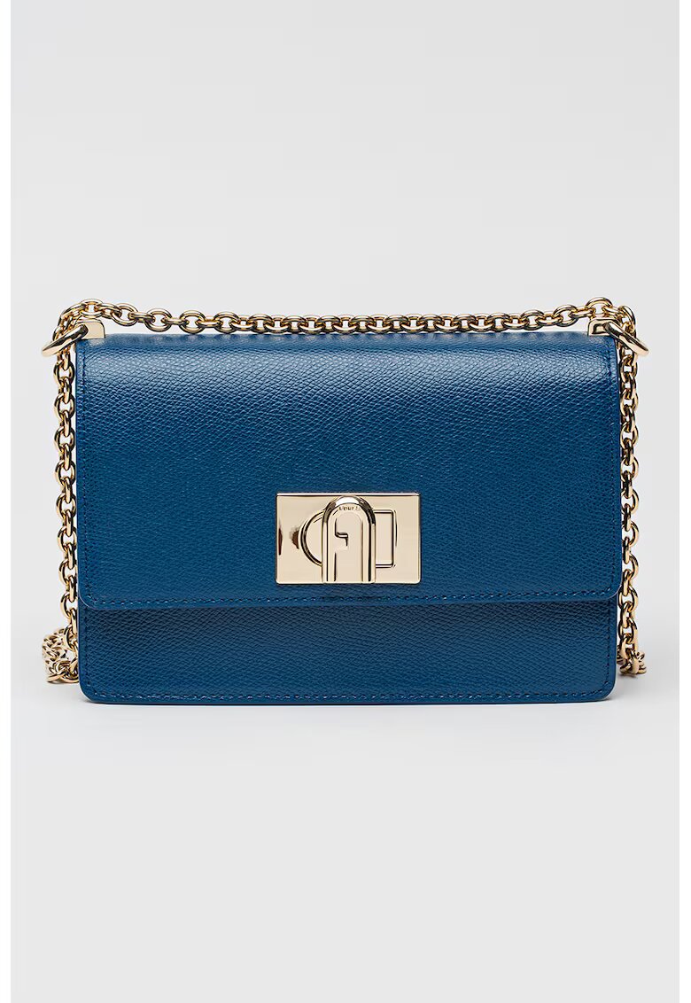 Furla Geanta crossbody din piele cu bareta din lant 1927 - Albastru ultramarin