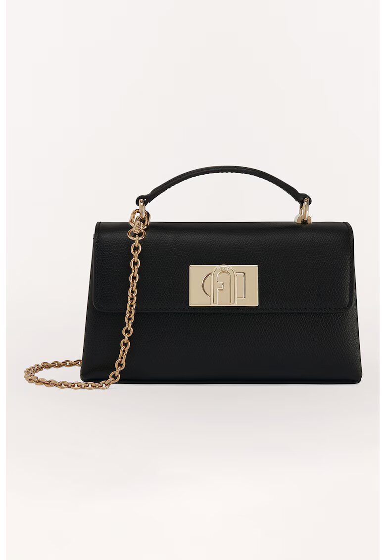 Furla Geanta crossbody din piele cu bareta din lant si clapa 1927 - Negru