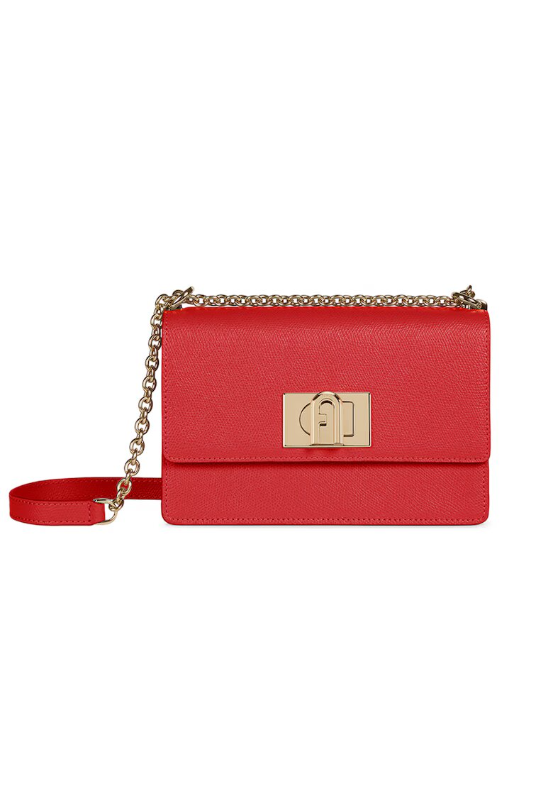 Furla Geanta crossbody din piele cu bareta din lant si protectie pentru umar - Rosu