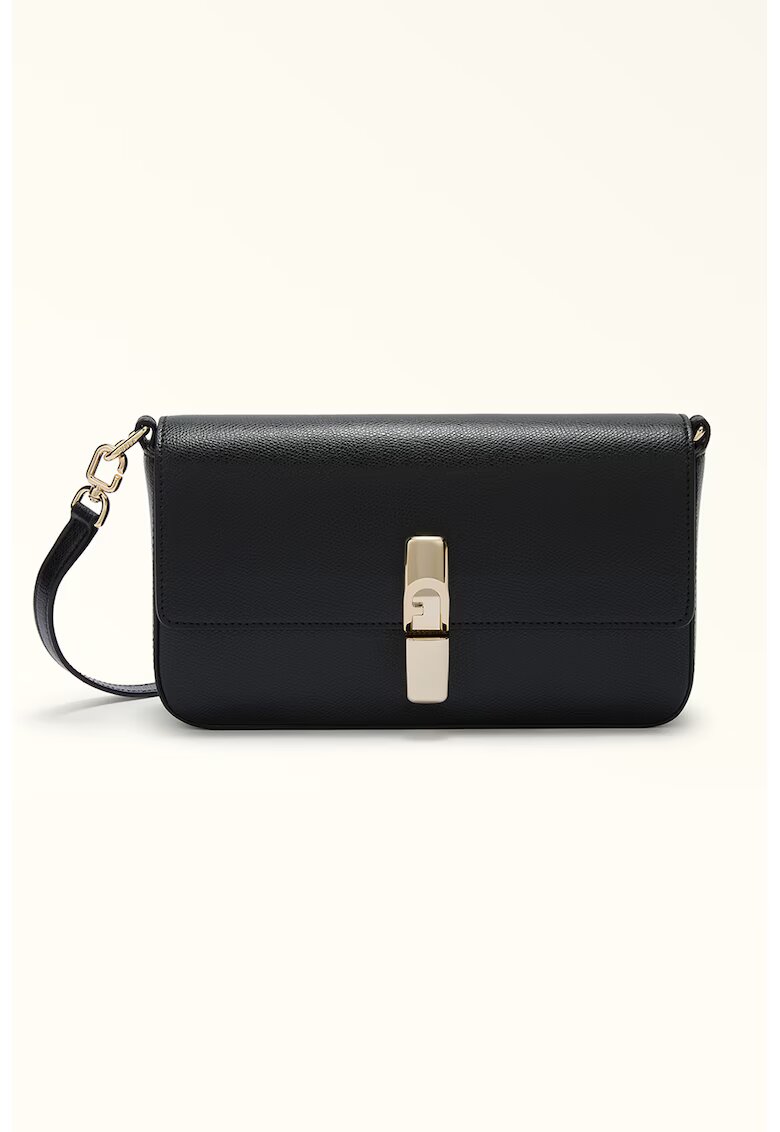 Furla Geanta crossbody din piele cu clapa Iride - Negru