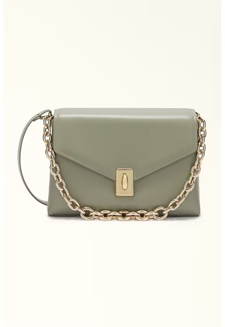 Furla Geanta crossbody din piele Meridiana - Verde pal