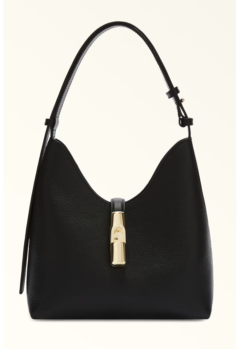 Furla Geanta hobo din piele cu detaliu metalic Goccia - Negru