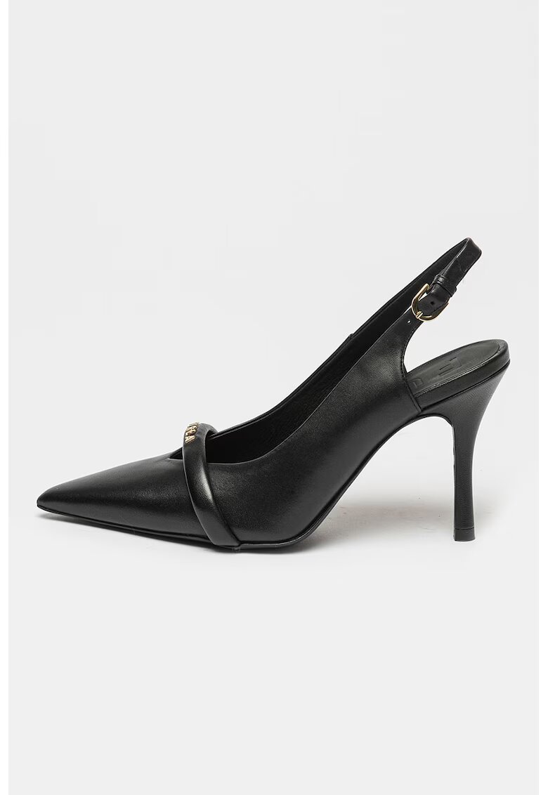 Furla Pantofi slingback de piele cu logo Core - Auriu/Negru