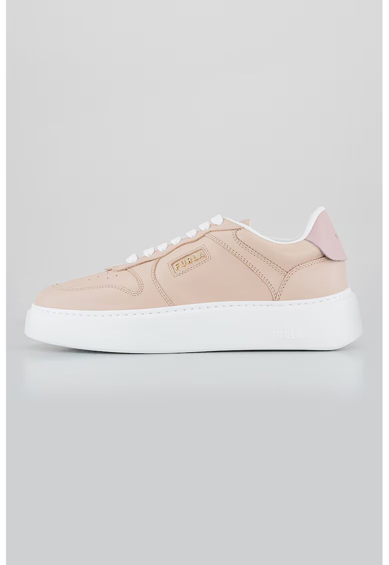 Furla Pantofi sport de piele cu segment cu perforatii - Roz prafuit
