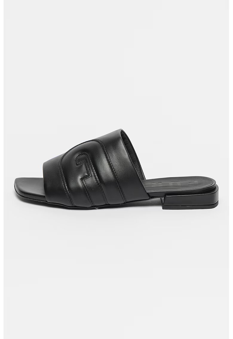 Furla Papuci de piele cu monograma - Negru