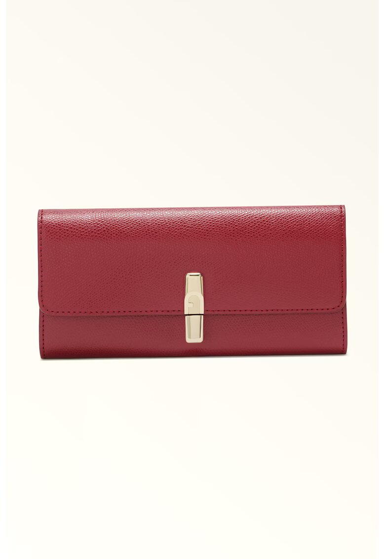 Furla Portofel de piele cu clapa Iride Continental - Rosu inchis