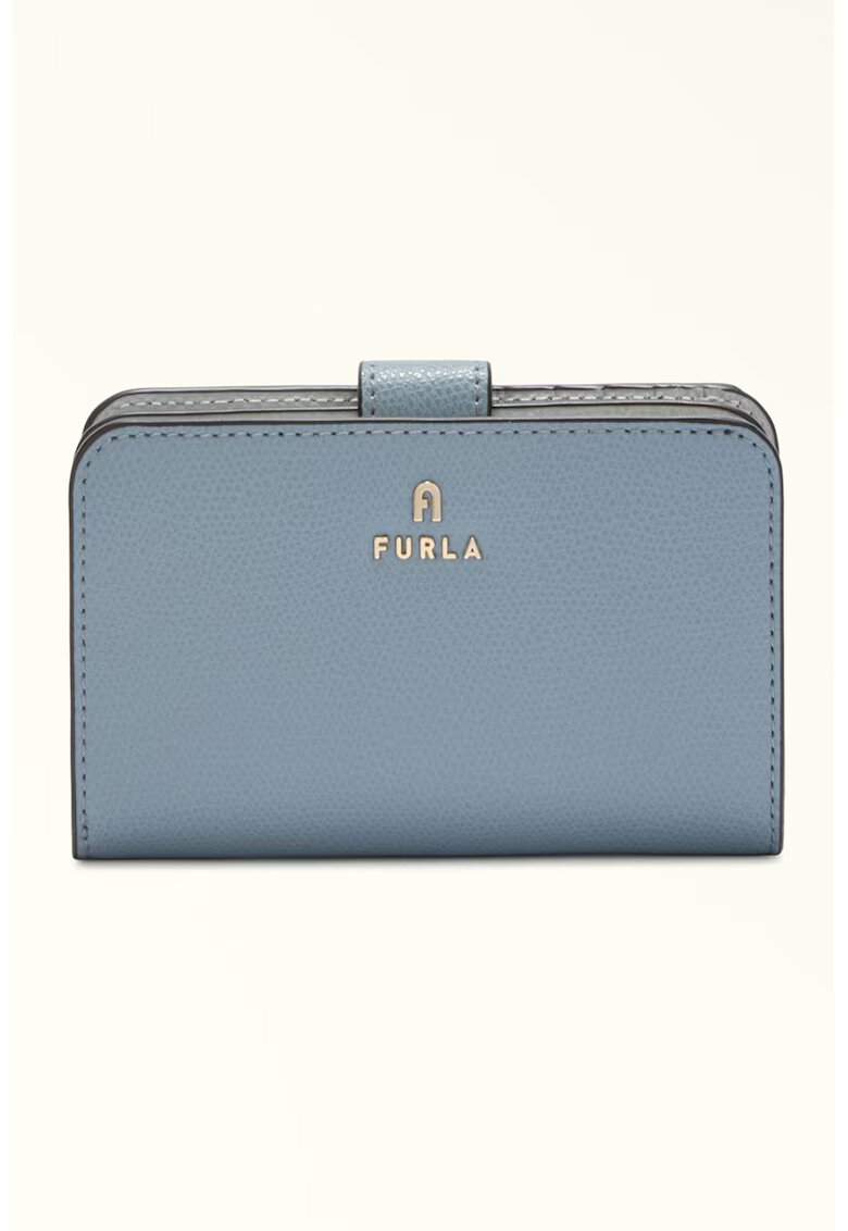 Furla Portofel din piele cu logo Camelia - Albastru prafuit