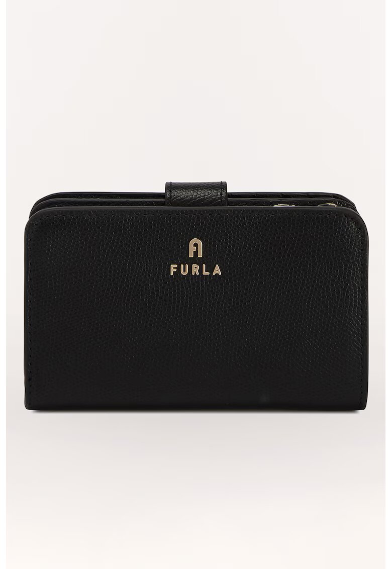 Furla Portofel mic din piele cu aplicatie logo Camelia - Negru