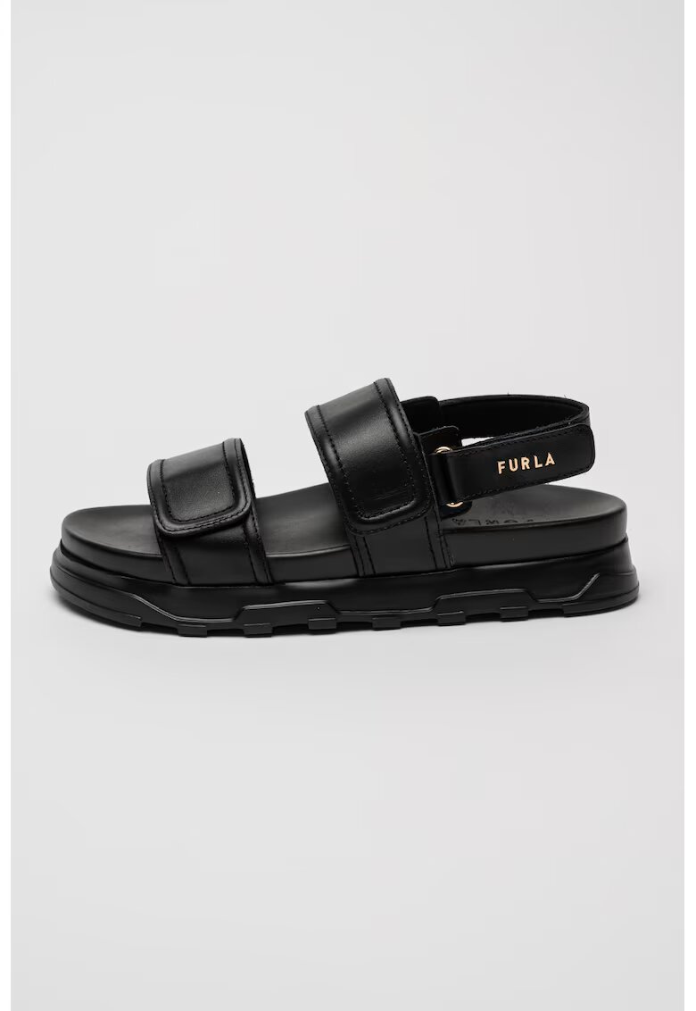 Furla Sandale din piele cu inchidere velcro - Negru