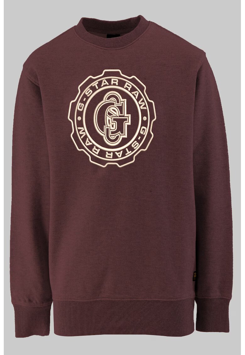G-STAR Bluza de trening de bumbac cu logo - Rosu stins