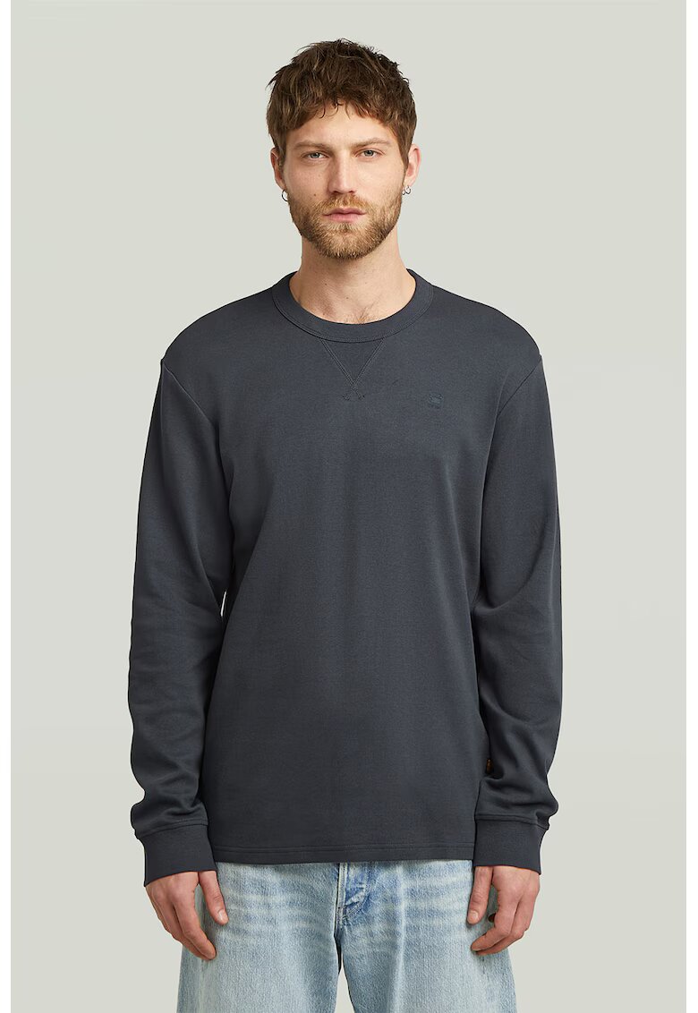 G-STAR Bluza regular fit cu decolteu la baza gatului - Gri antracit