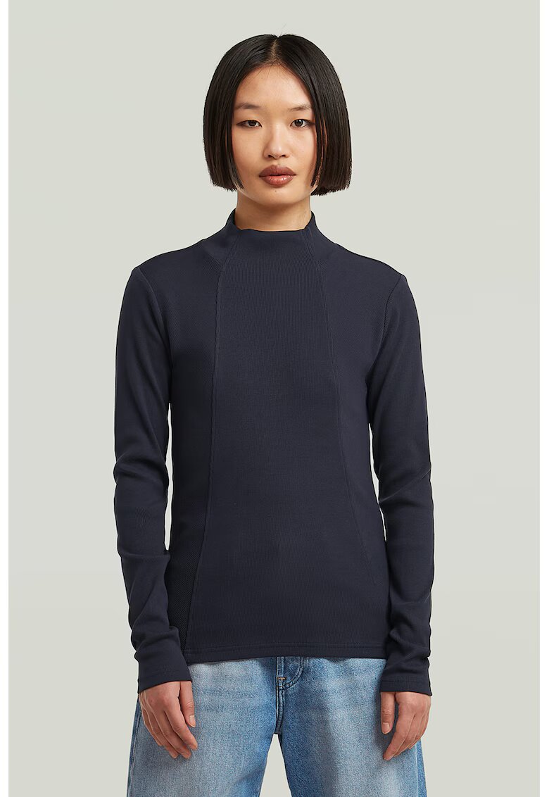 G-STAR Bluza slim fit din amestec de bumbac organic - Albastru ultramarin