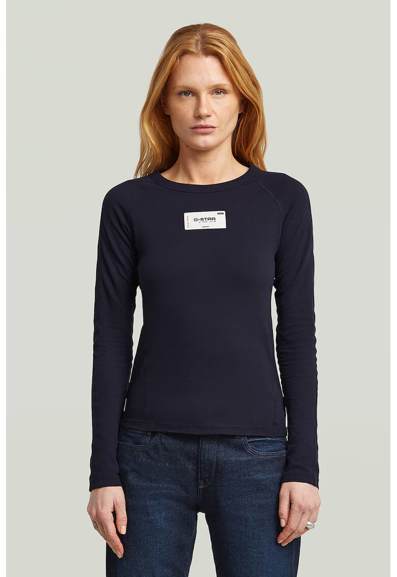 G-STAR Bluza slim fit din bumbac organic - Albastru inchis