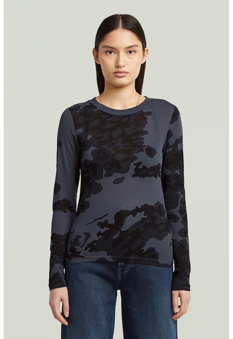 G-STAR Bluza slim fit din bumbac organic - Gri deschis/Albastru inchis