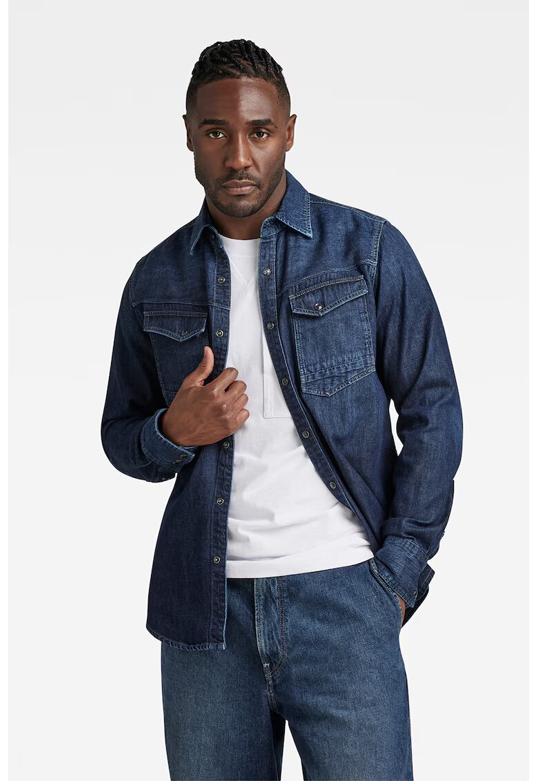 G-STAR Camasa slim fit din chambray - Albastru