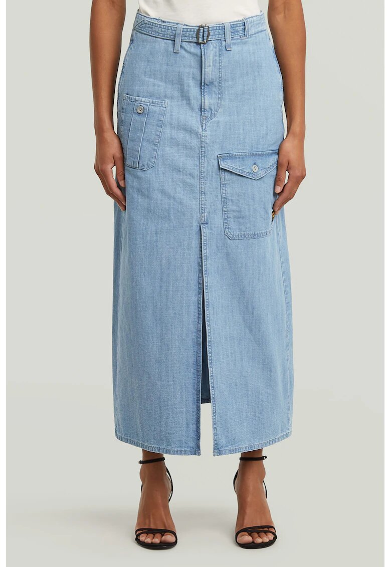 G-STAR Fusta din denim cu croiala dreapta si buzunare - Albastru