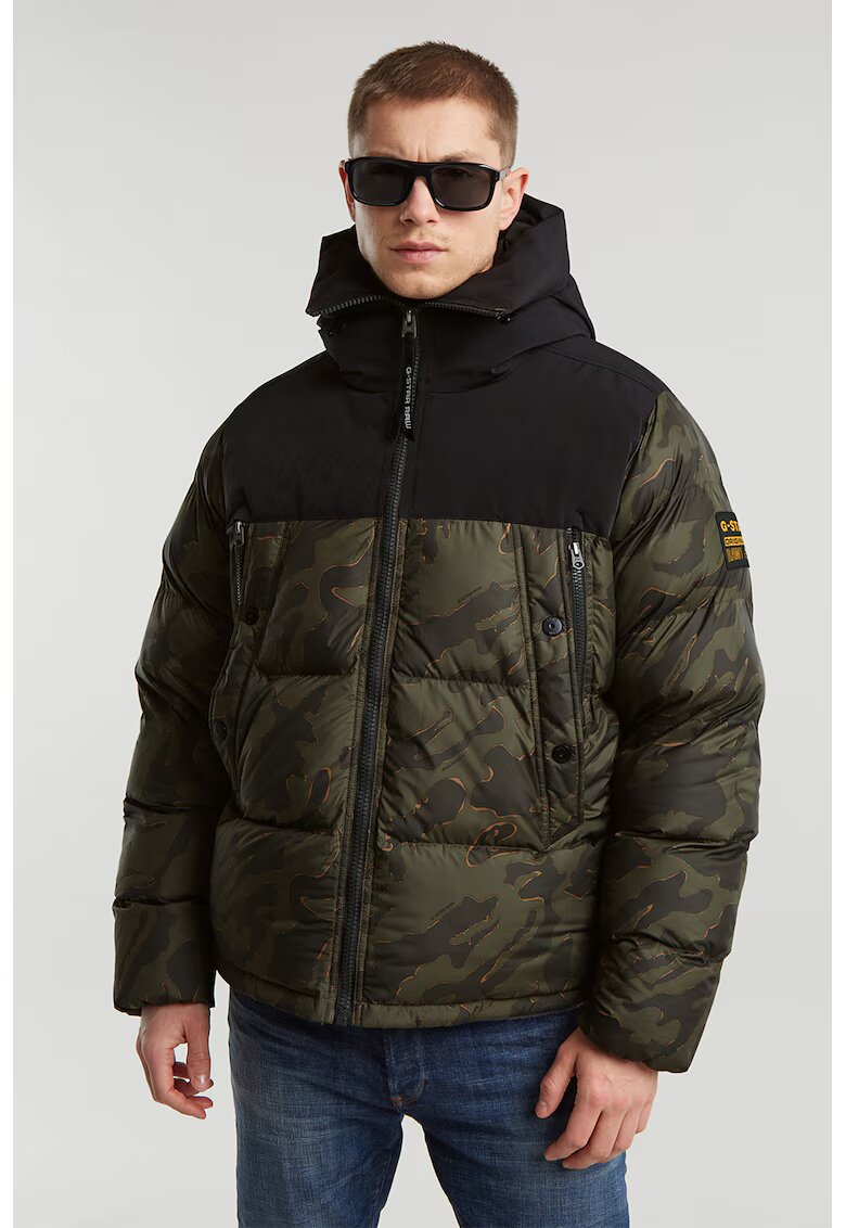 G-STAR Geaca cu gluga si vatelina - Verde/Negru