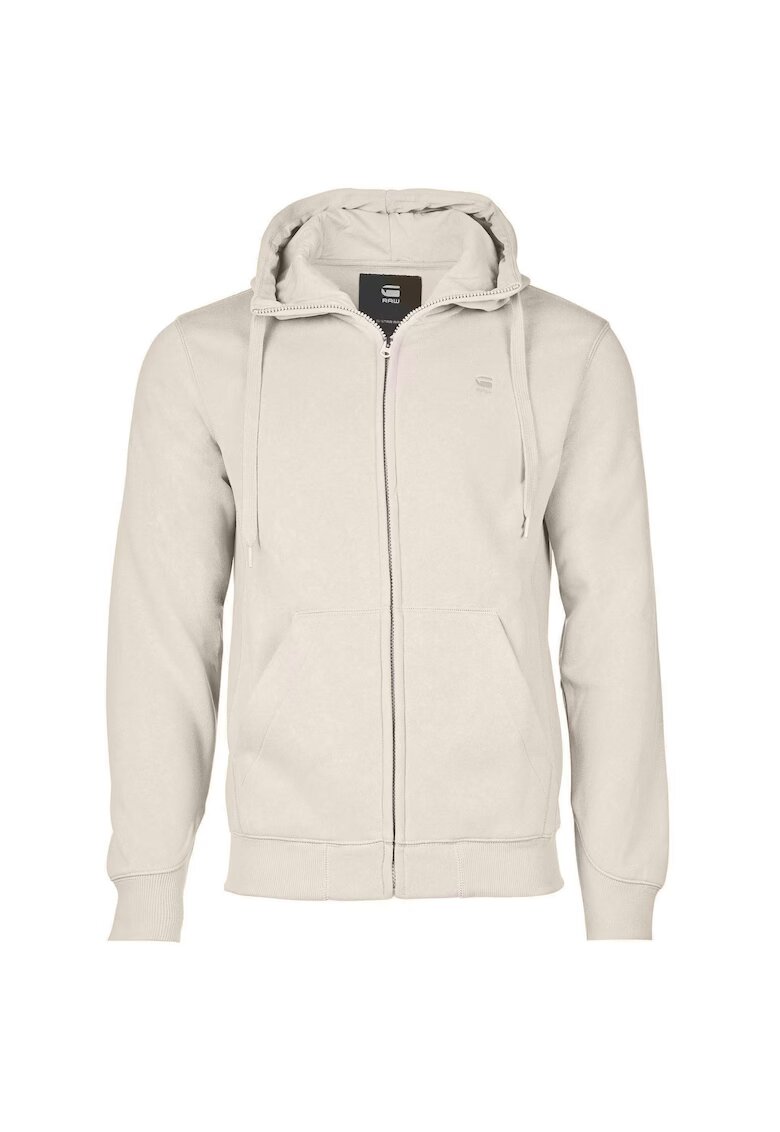 G-STAR Hanorac cu fermoar si doua buzunare Premium Core - Alb