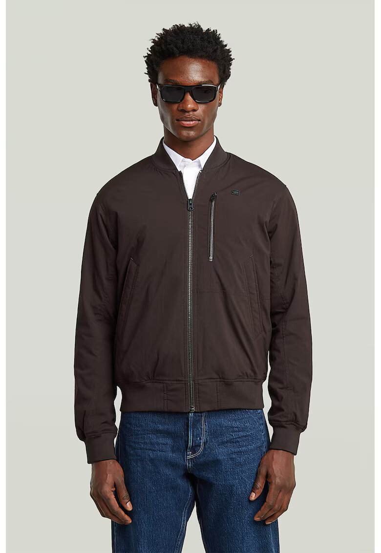 G-STAR Jacheta bomber cu buzunare oblice - Maro inchis