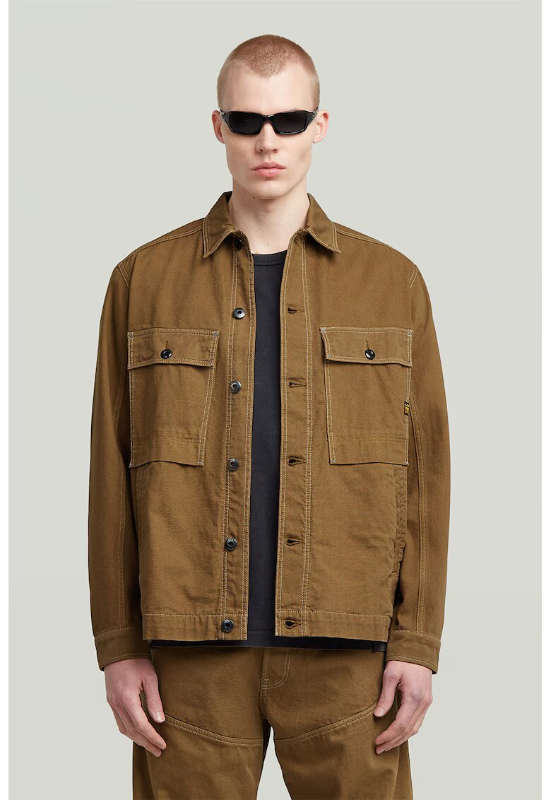 G-STAR Jacheta-camasa din denim cu buzunare supradimensionate pe piept - Caramel