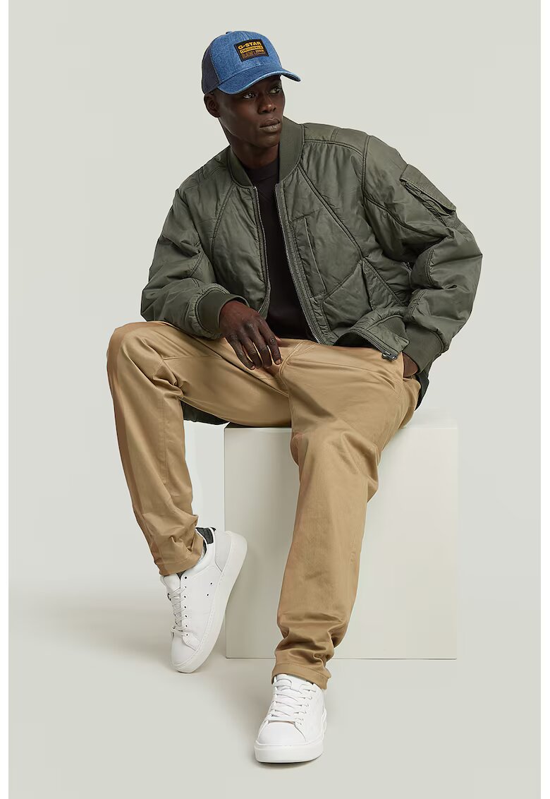 G-STAR Jacheta cu model uni si fermoar - Verde feriga