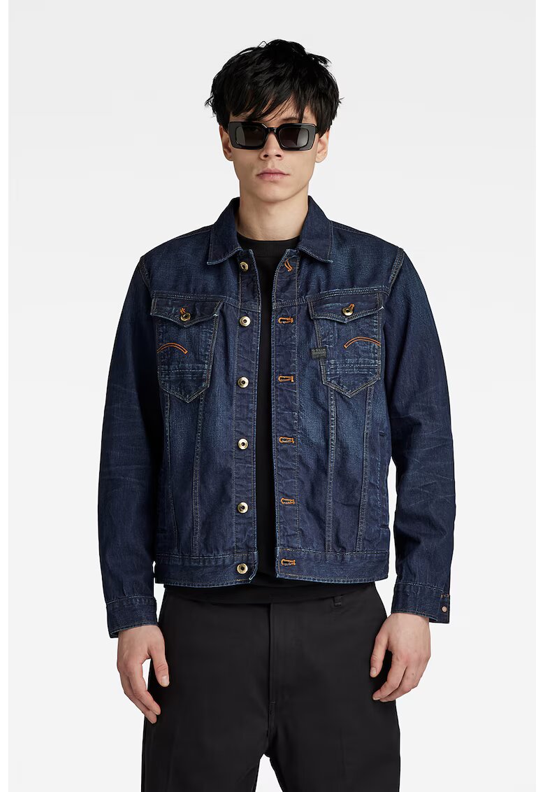 G-STAR Jacheta de denim cu cusaturi contrastante - Albastru inchis