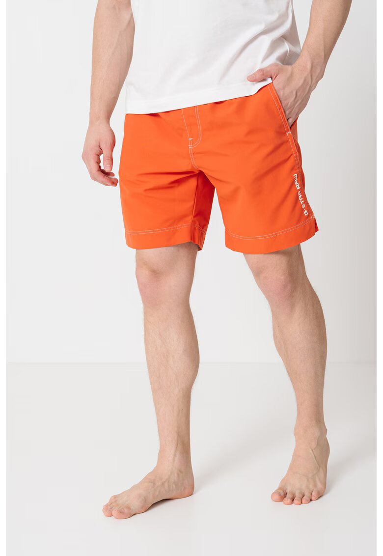 G-STAR Pantaloni scurti de baie cu buzunare si model uni - Coral/Alb murdar