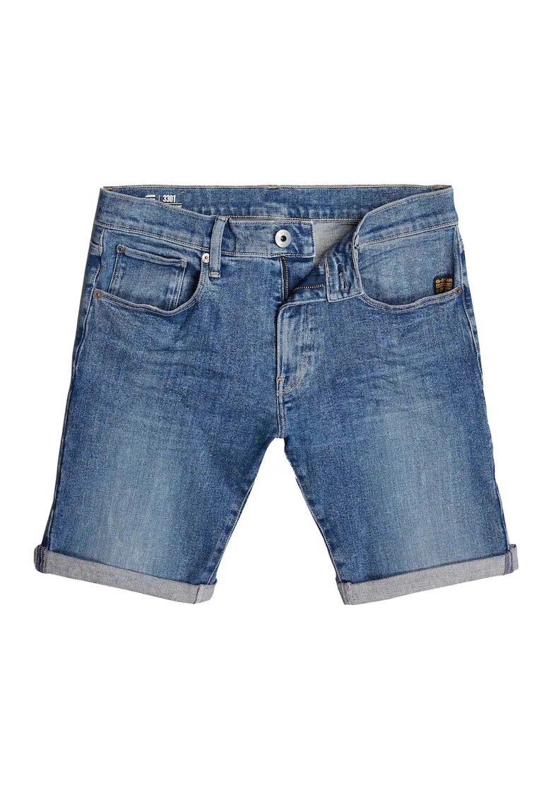 G-STAR Pantaloni scurti slim-fit din denim cu aspect decolorat - Albastru