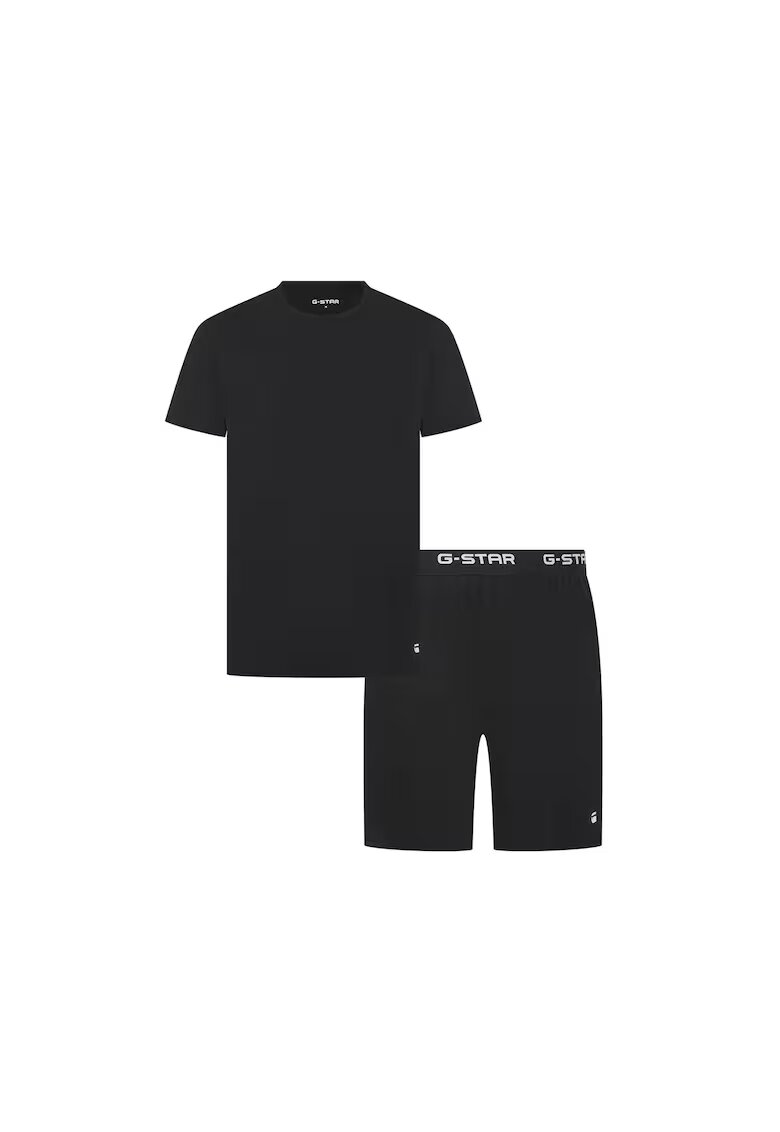 G-Star Raw Pijama cu pantaloni scurti si banda logo in talie - Negru