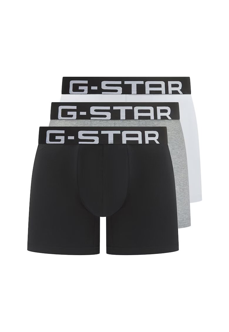 G-Star Raw Set de boxeri cu banda logo in talie - 3 perechi - Alb/Negru/Gri