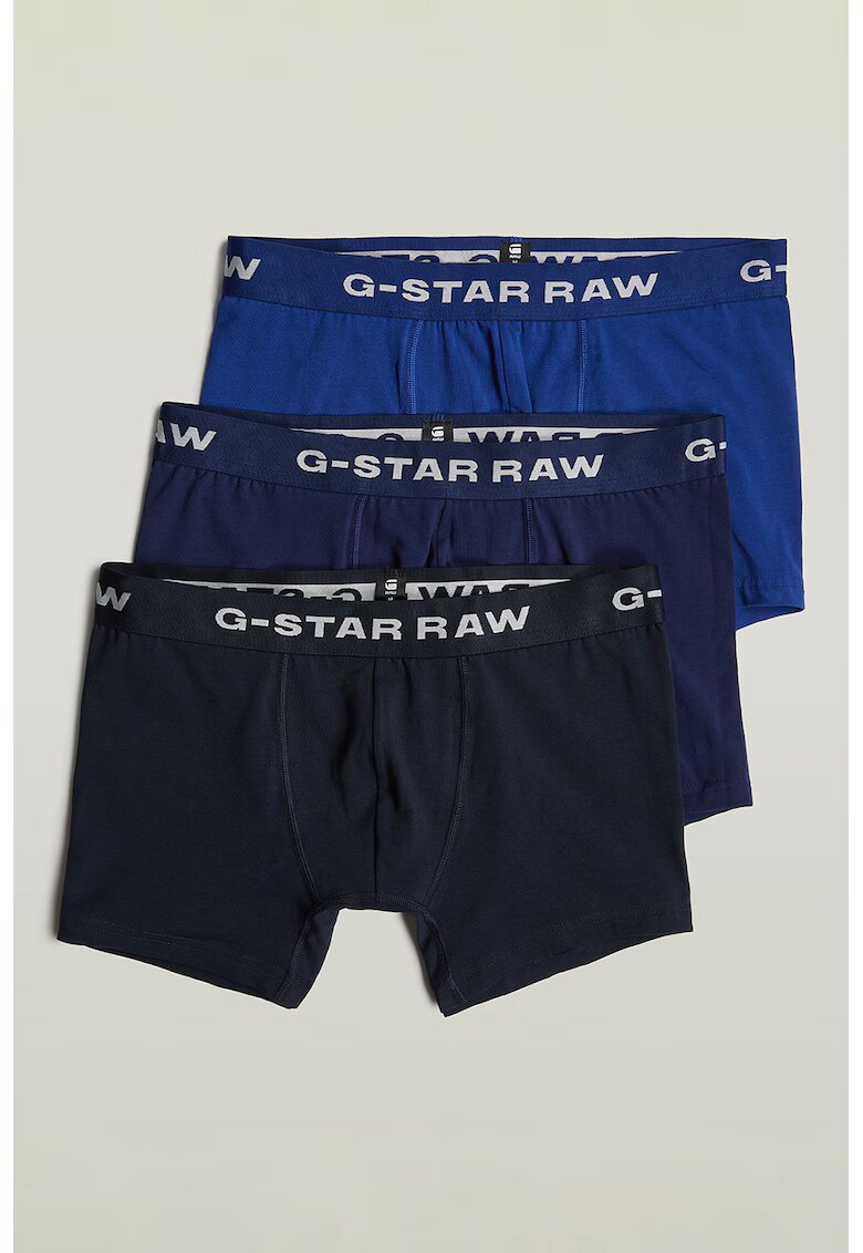 G-STAR Set de boxeri din bumbac organic cu banda logo in talie - 3 perechi - Albastru ultramarin/Albastru royal/Bleumarin