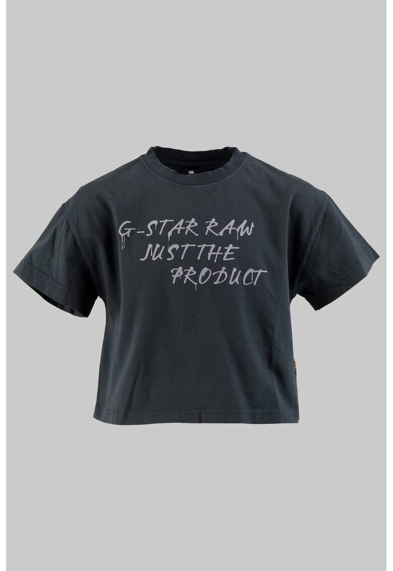 G-STAR Tricou crop cu decolteu la baza gatului - Albastru inchis/Lila pal