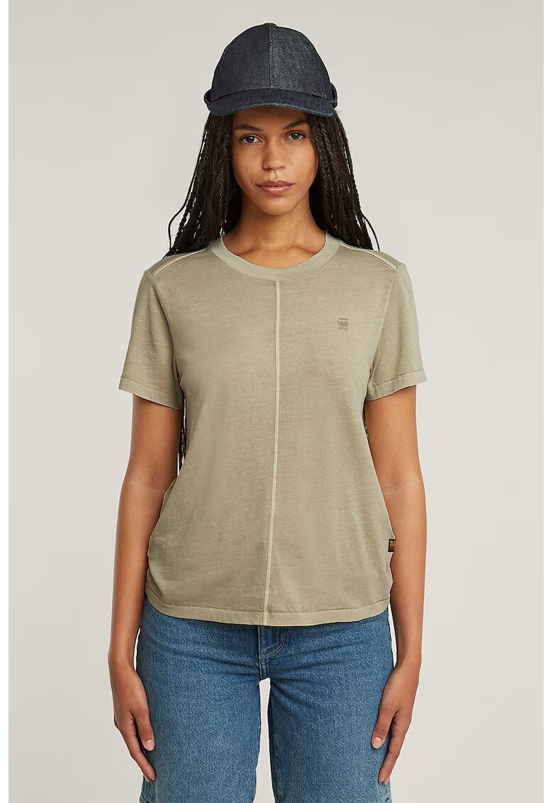 G-STAR Tricou de bumbac organic cu decolteu la baza gatului - Kaki