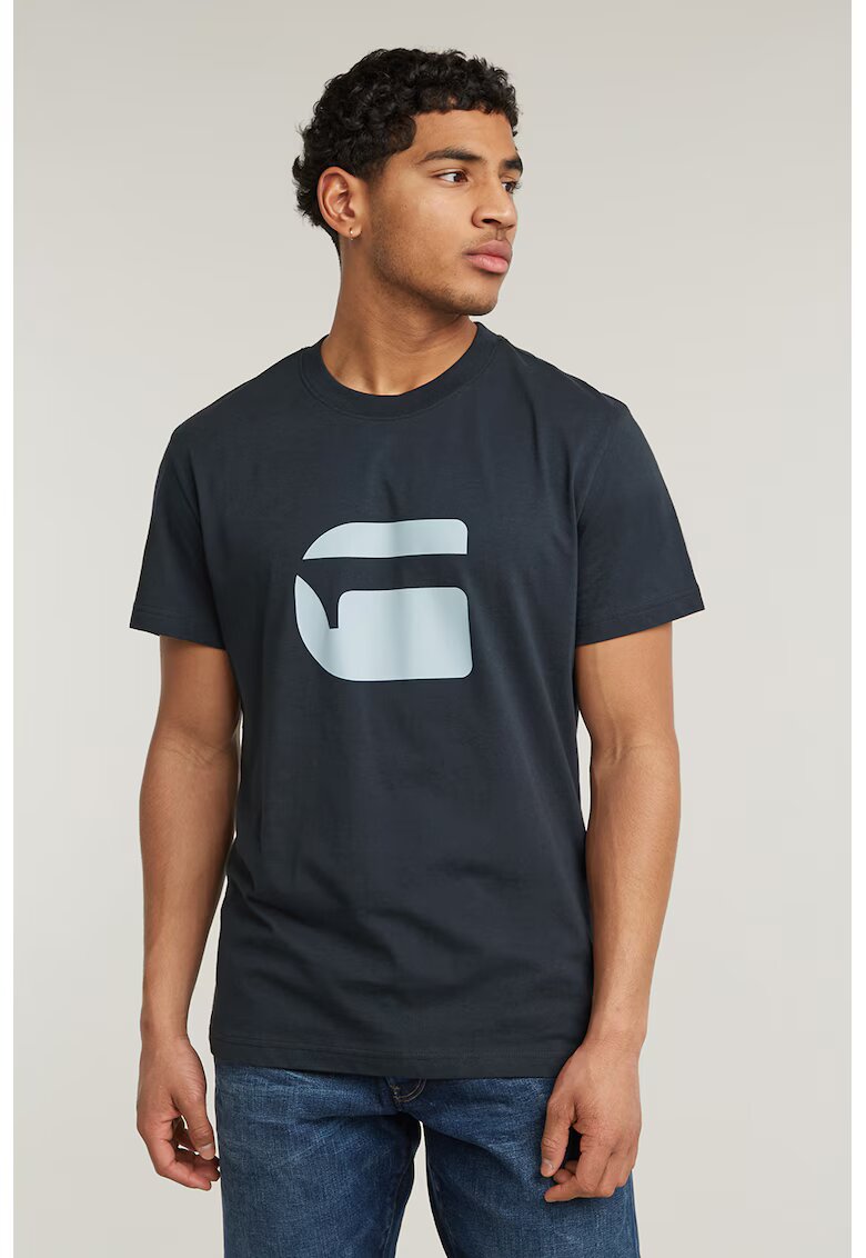 G-STAR Tricou de bumbac organic cu imprimeu logo Burger - Albastru petrol