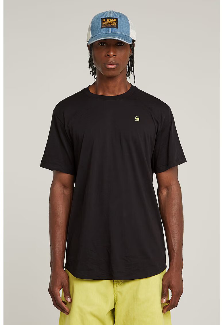 G-STAR Tricou din bumbac organic cu imprimeu logo - Negru/Galben pal/Alb optic
