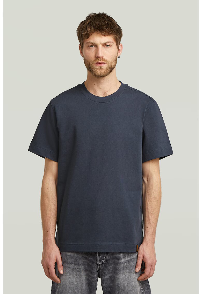 G-STAR Tricou din bumbac organic cu model uni - Albastru inchis