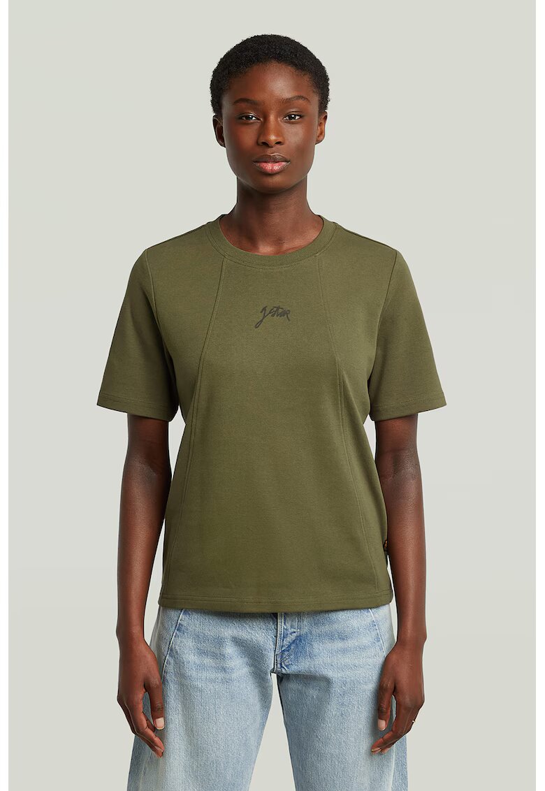 G-STAR Tricou lejer din bumbac organic - Verde masliniu