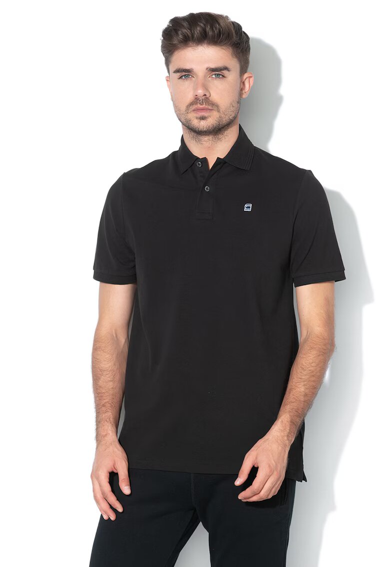 G-STAR Tricou polo Dunda - Alb/Negru