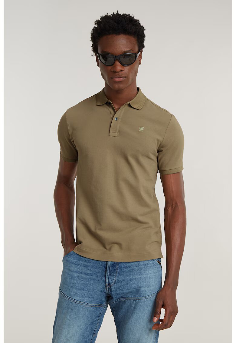 G-STAR Tricou polo slim fit din material pique Dunda - Maro inchis