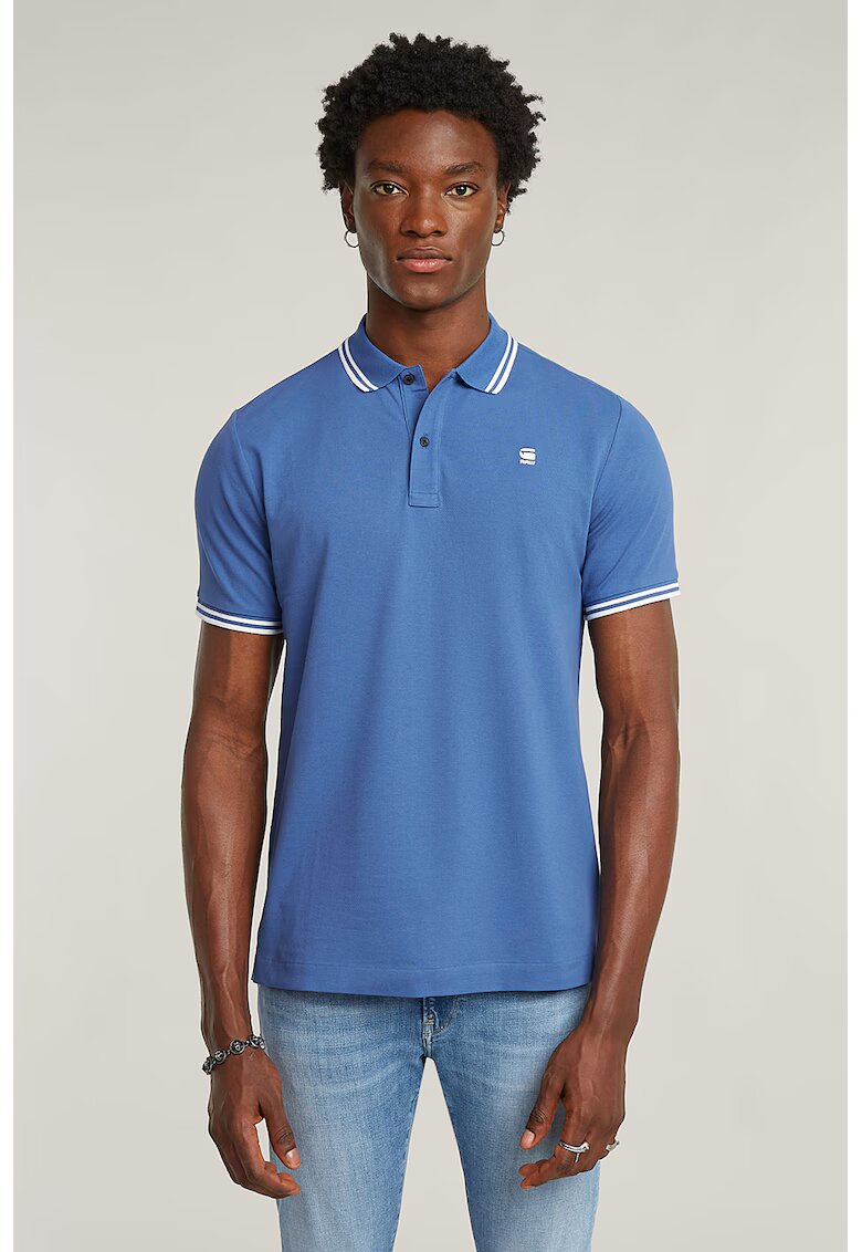 G-STAR Tricou polo slim fit Dunda - Albastru lavanda/Alb optic