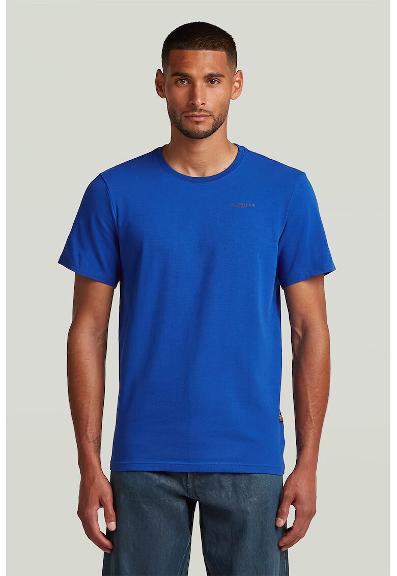 G-STAR Tricou slim fit de bumbac organic cu decolteu la baza gatului Base - Albastru royal