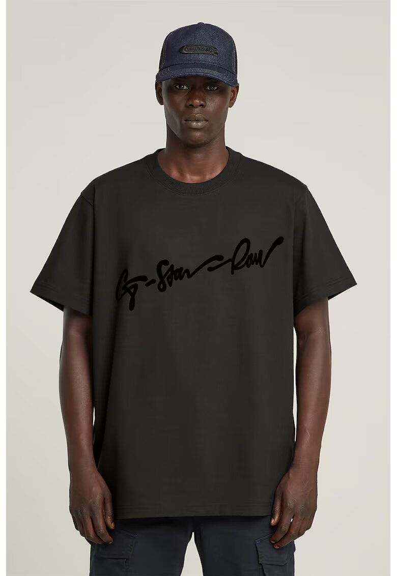 G-STAR Tricou supradimensionat de bumbac organic - Negru stins