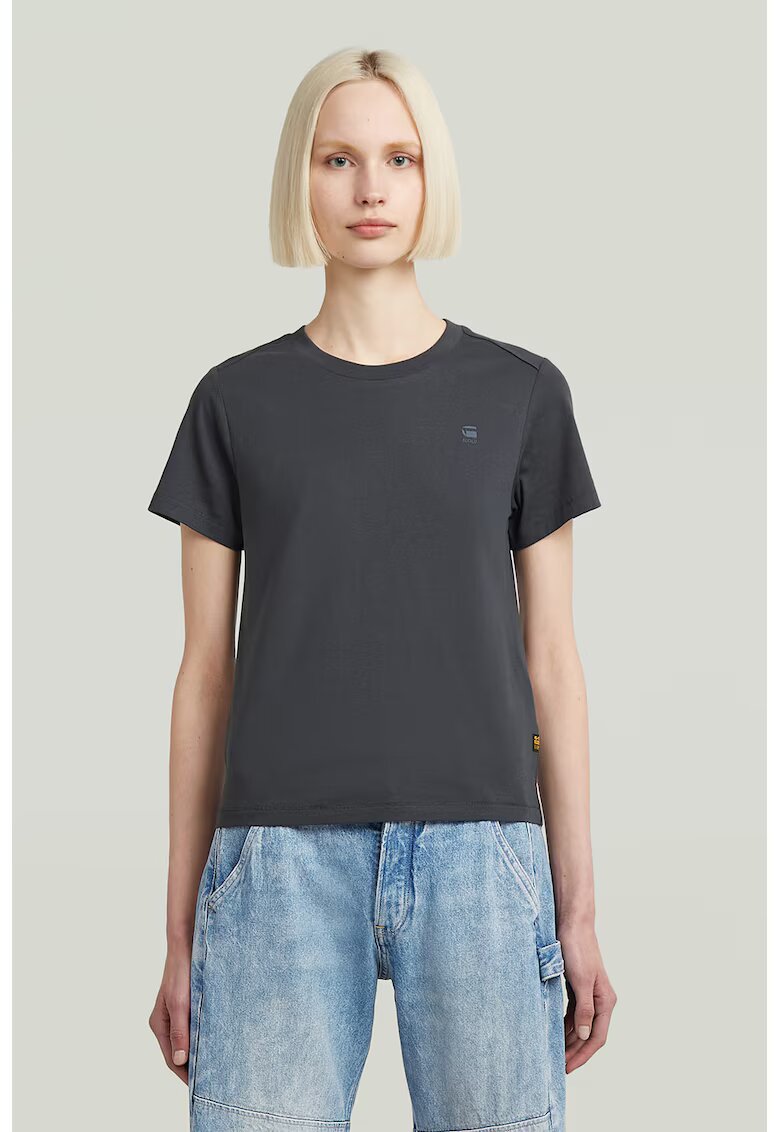 G-STAR Tricou uni de bumbac organic - Albastru deschis/Gri inchis
